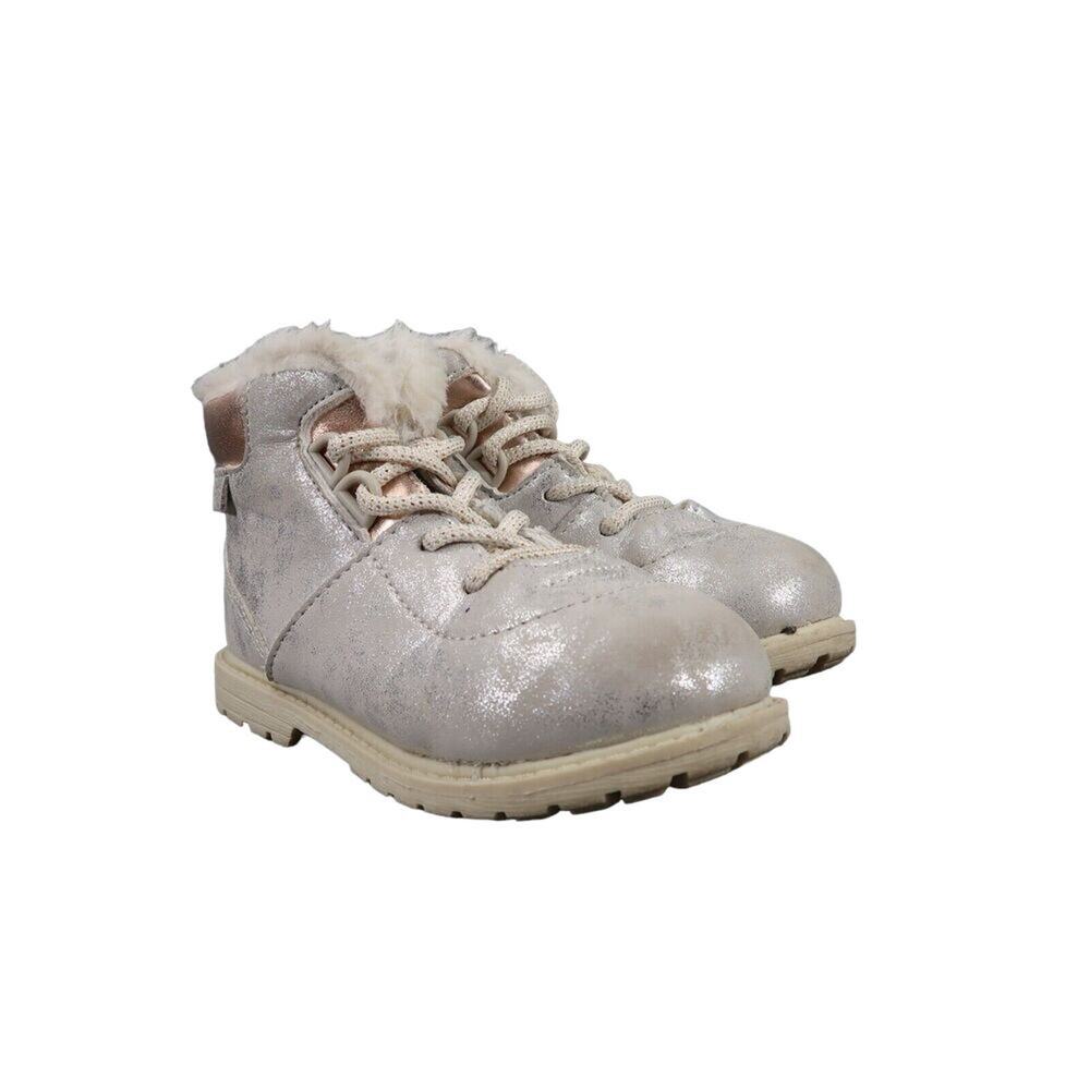 OshKosh B'gosh Shoes Kid 9 Boot Snow Winter Lollie Lace Up Faux Fur Toddler Gray